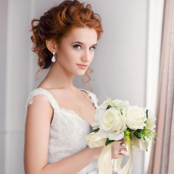 Wedding Bouquet, 24cm/9.5inch Artificial Rose - Image 3