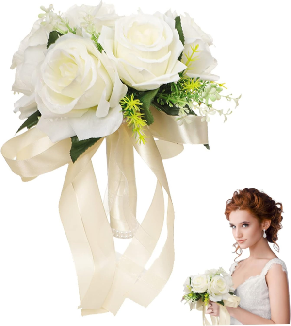 Wedding Bouquet, 24cm/9.5inch Artificial Rose
