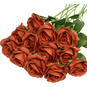 YGbridge Artificial Roses Flowers, 12 Pcs Fake Rose in Bulk