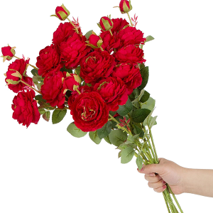 cn-Knight Artificial Flower 8pcs 24'' Silk Peony Long Stem with 2 Blossoms